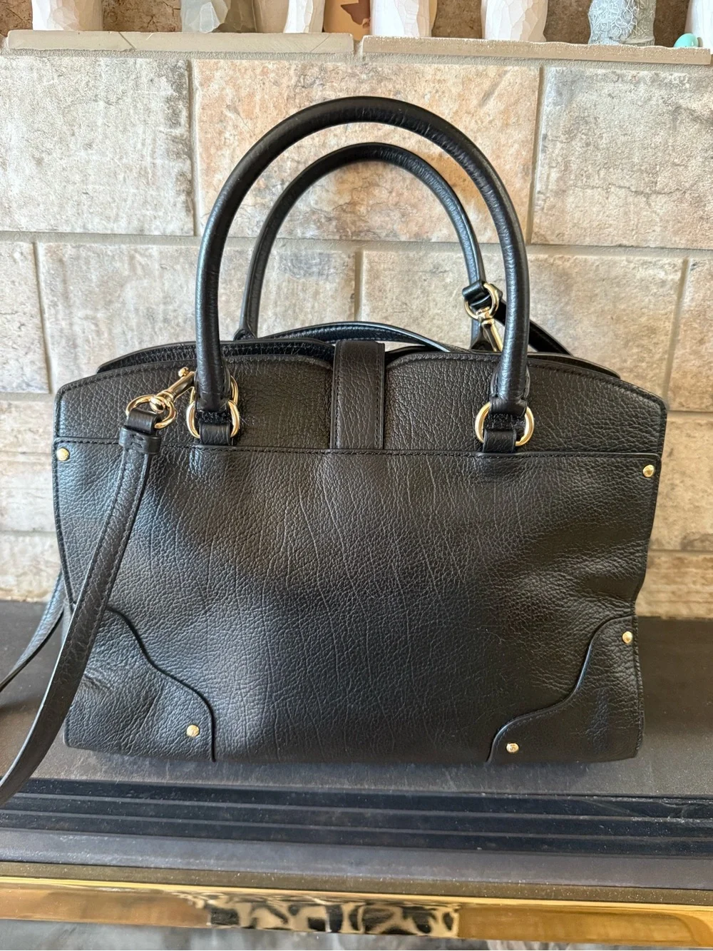 Coach Black Leather Mercer Satchel with Gold-Tone Details